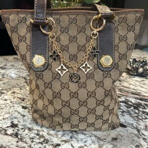 Gucci Vintage Tan and Brown Monogram Tote